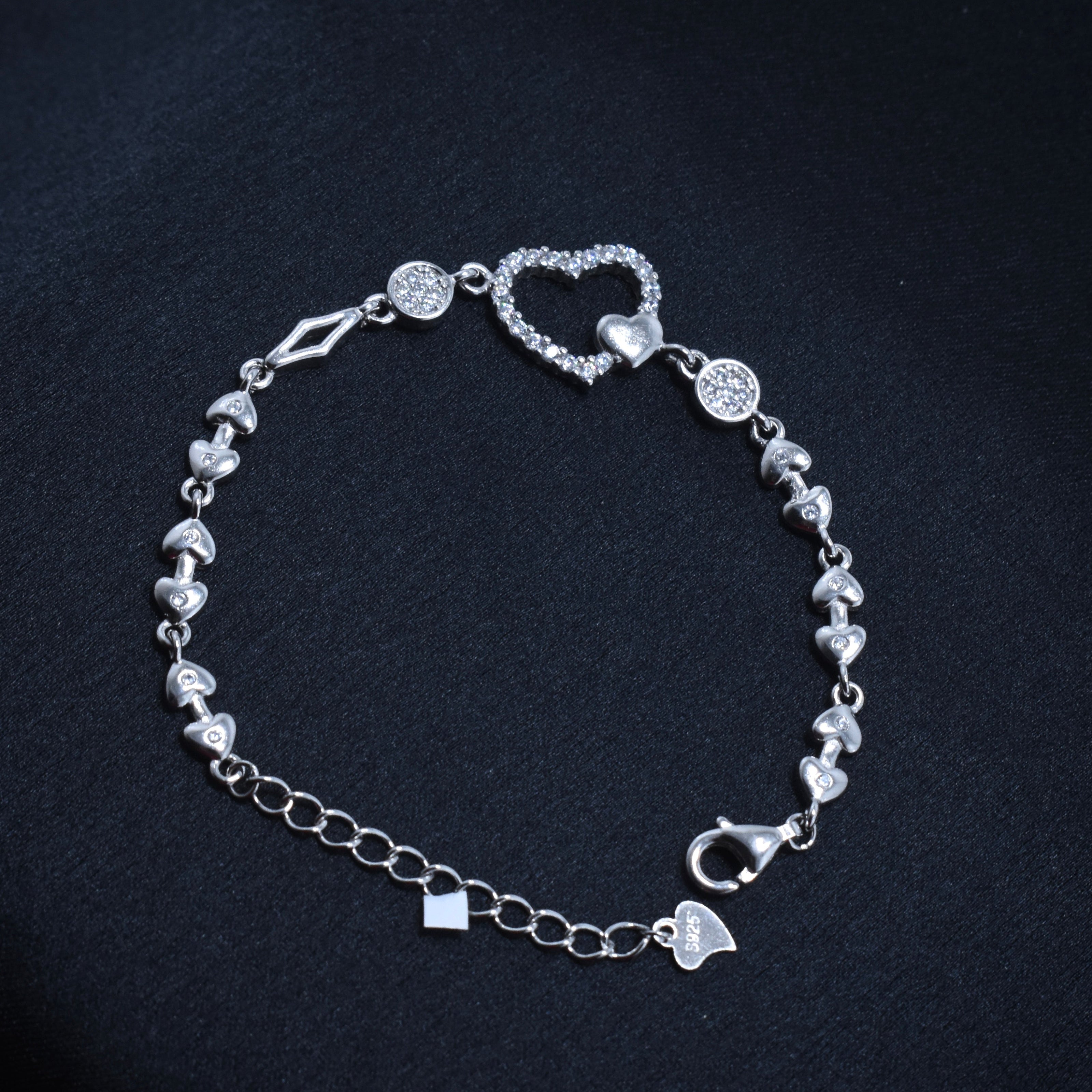 Heart Charm Silver Bracelet