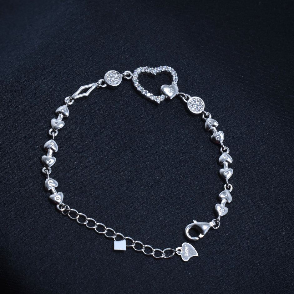 Heart Charm Silver Bracelet