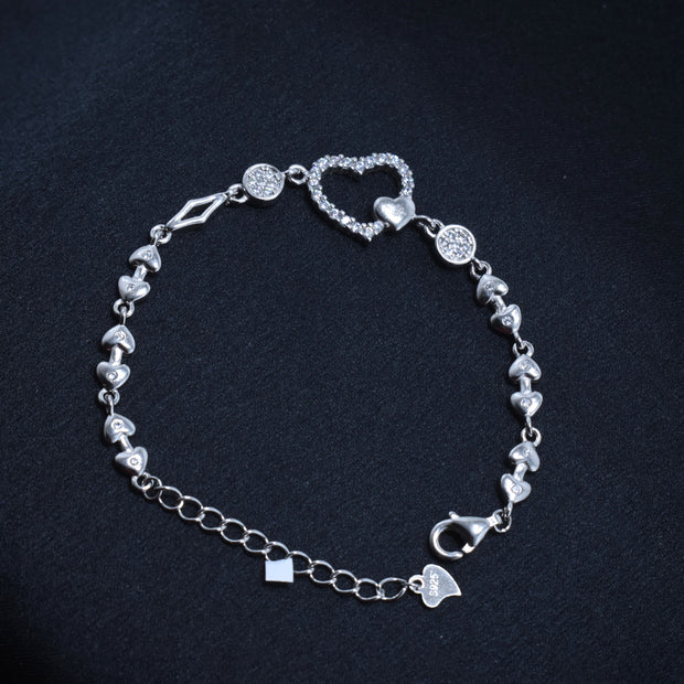 Heart Charm Silver Bracelet