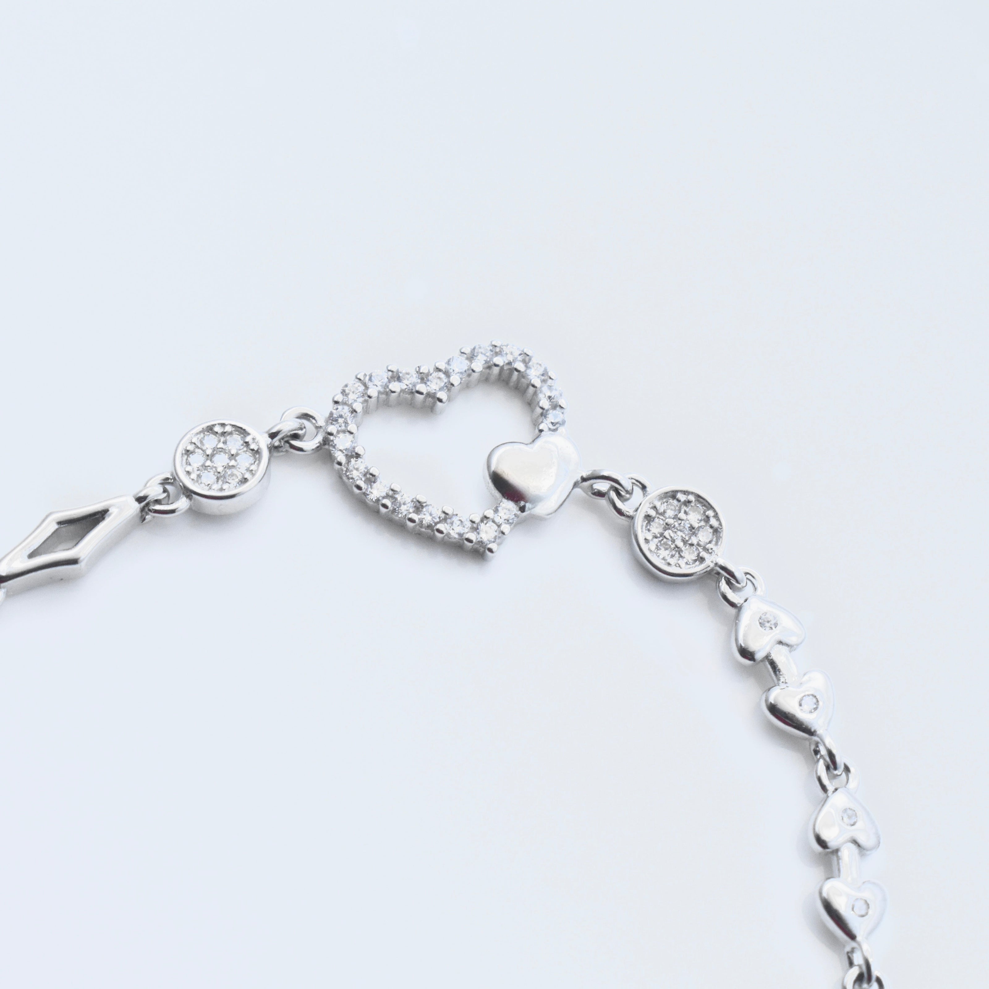 Heart Charm Silver Bracelet