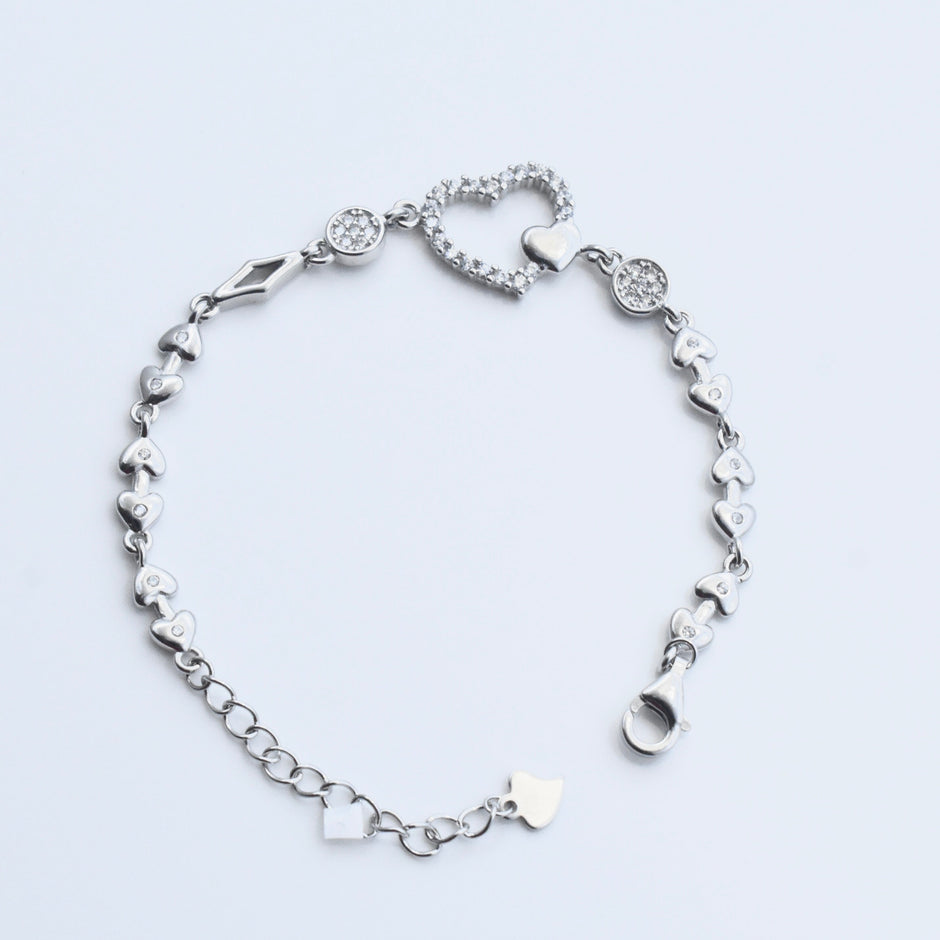 Heart Charm Silver Bracelet