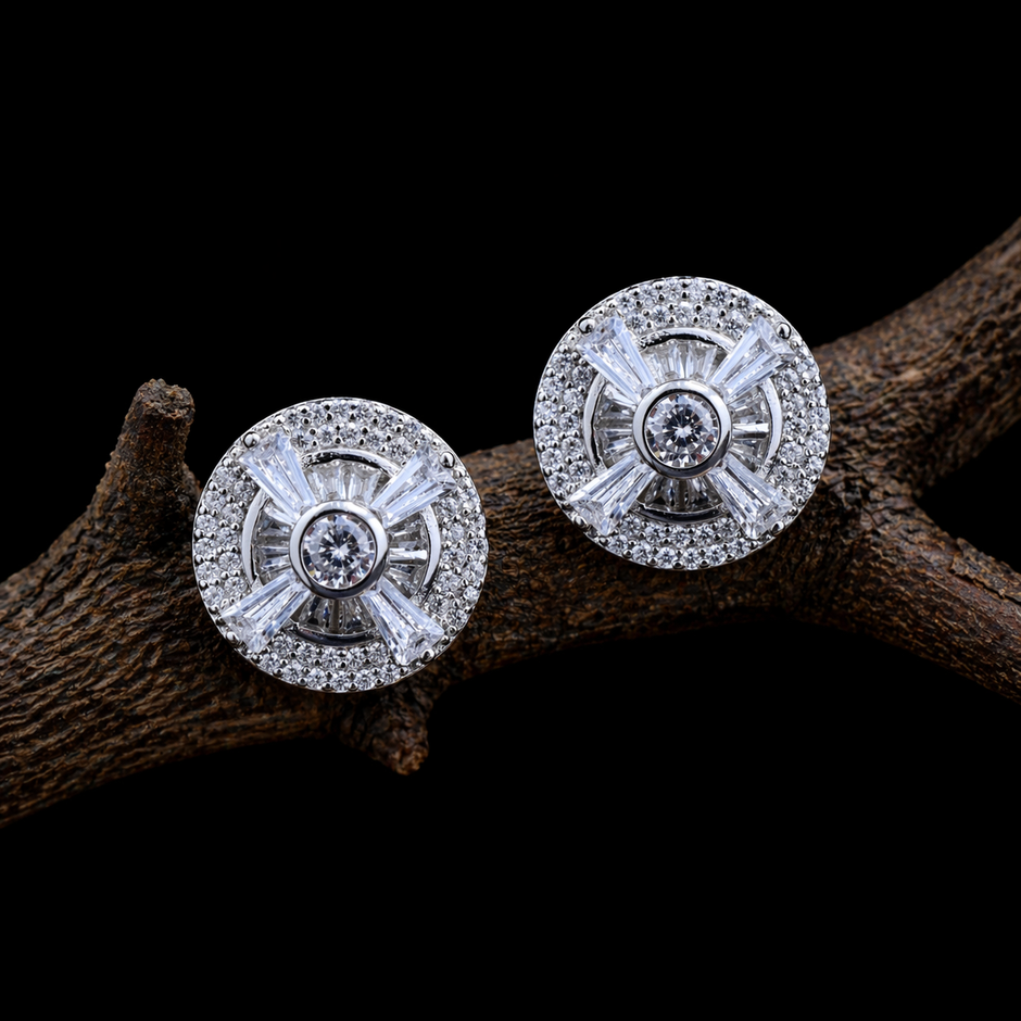 Radiant Circular Halo Stud Earrings