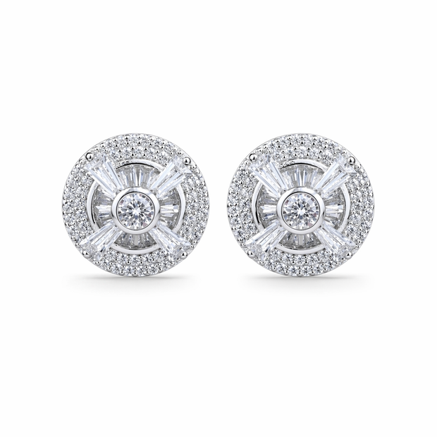 Radiant Circular Halo Stud Earrings