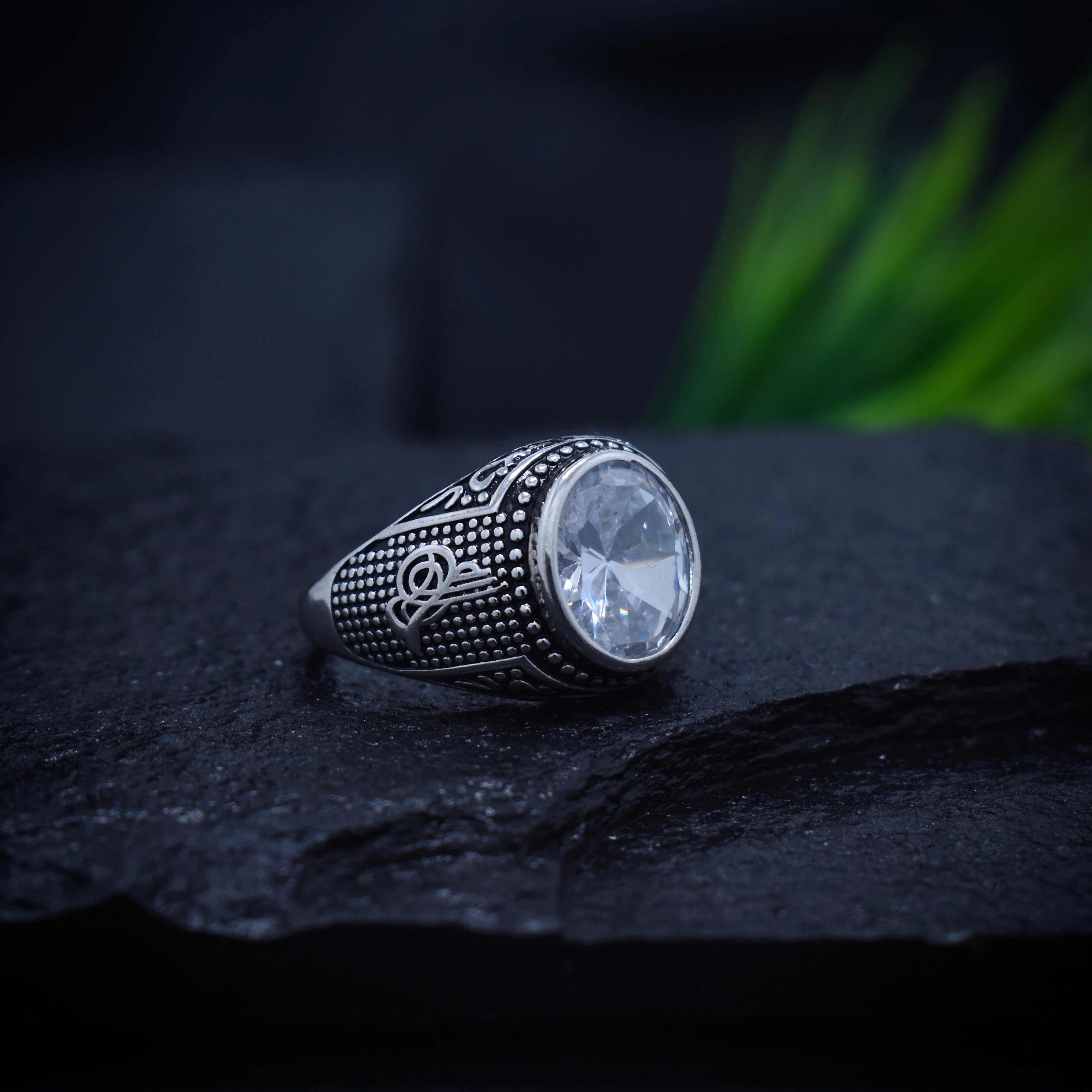 Antique Silver Clear Armour Ring