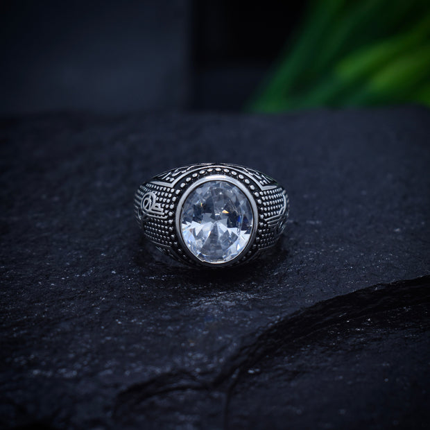 Antique Silver Clear Armour Ring