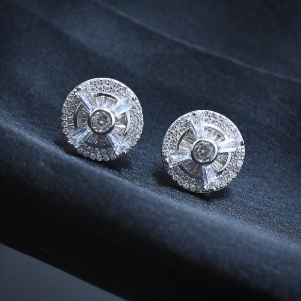 Radiant CZ Halo Floral Design Silver Tops