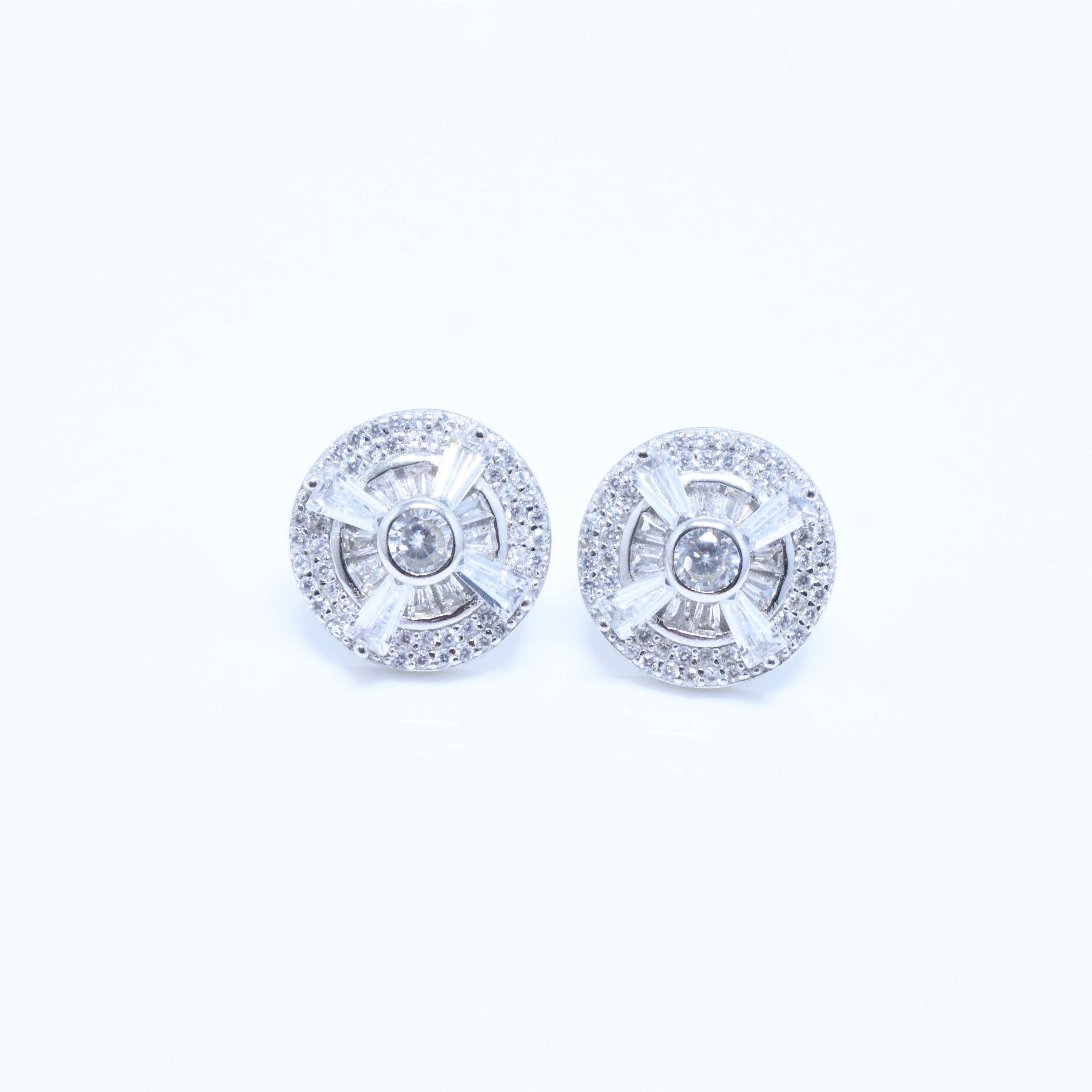 Radiant CZ Halo Floral Design Silver Tops