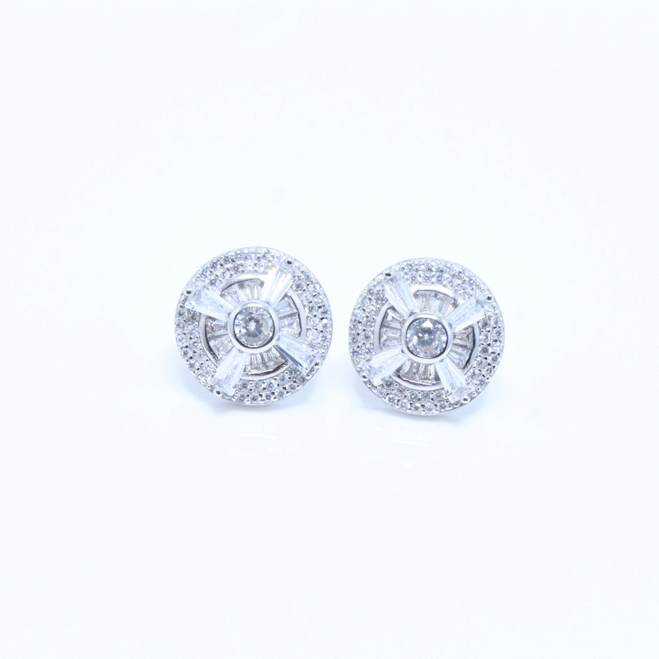 Radiant CZ Halo Floral Design Silver Tops