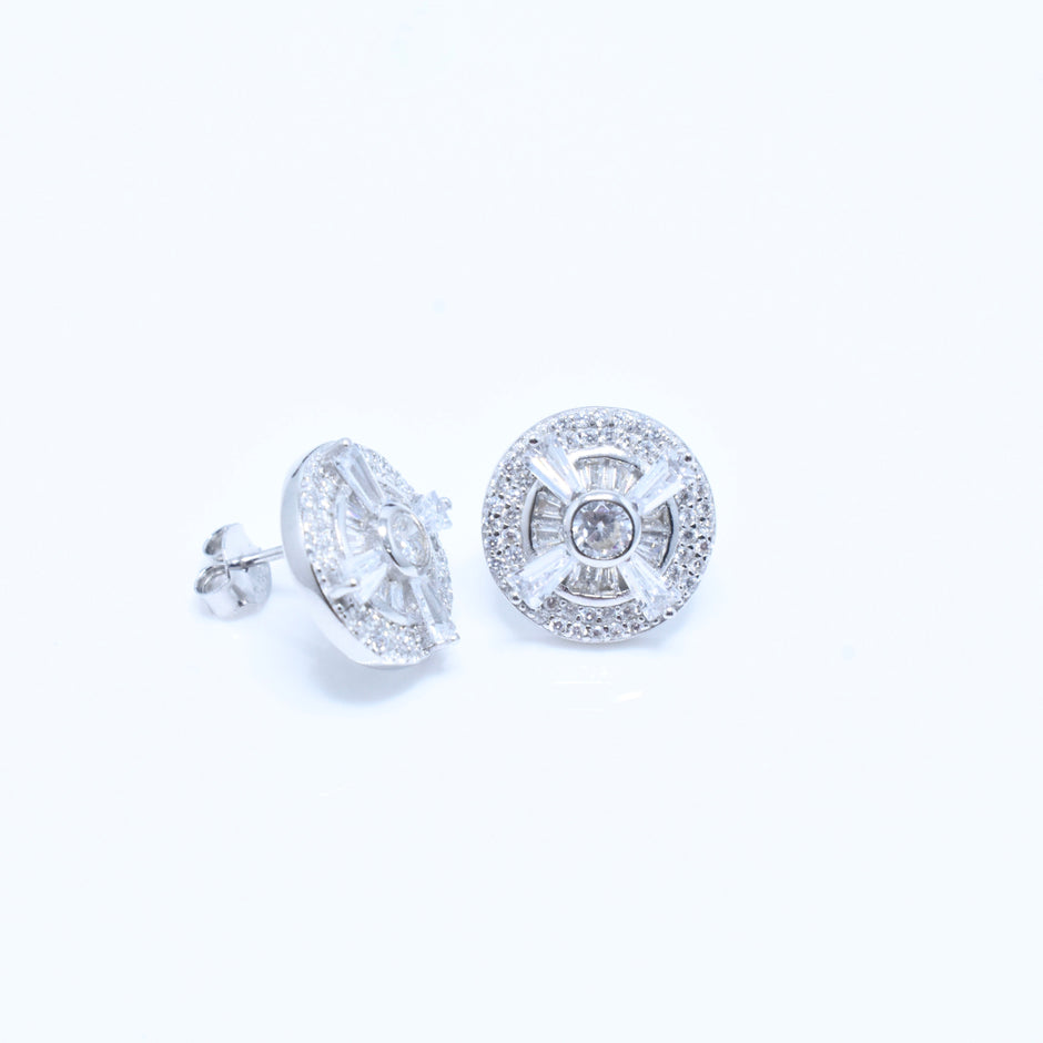 Radiant CZ Halo Floral Design Silver Tops