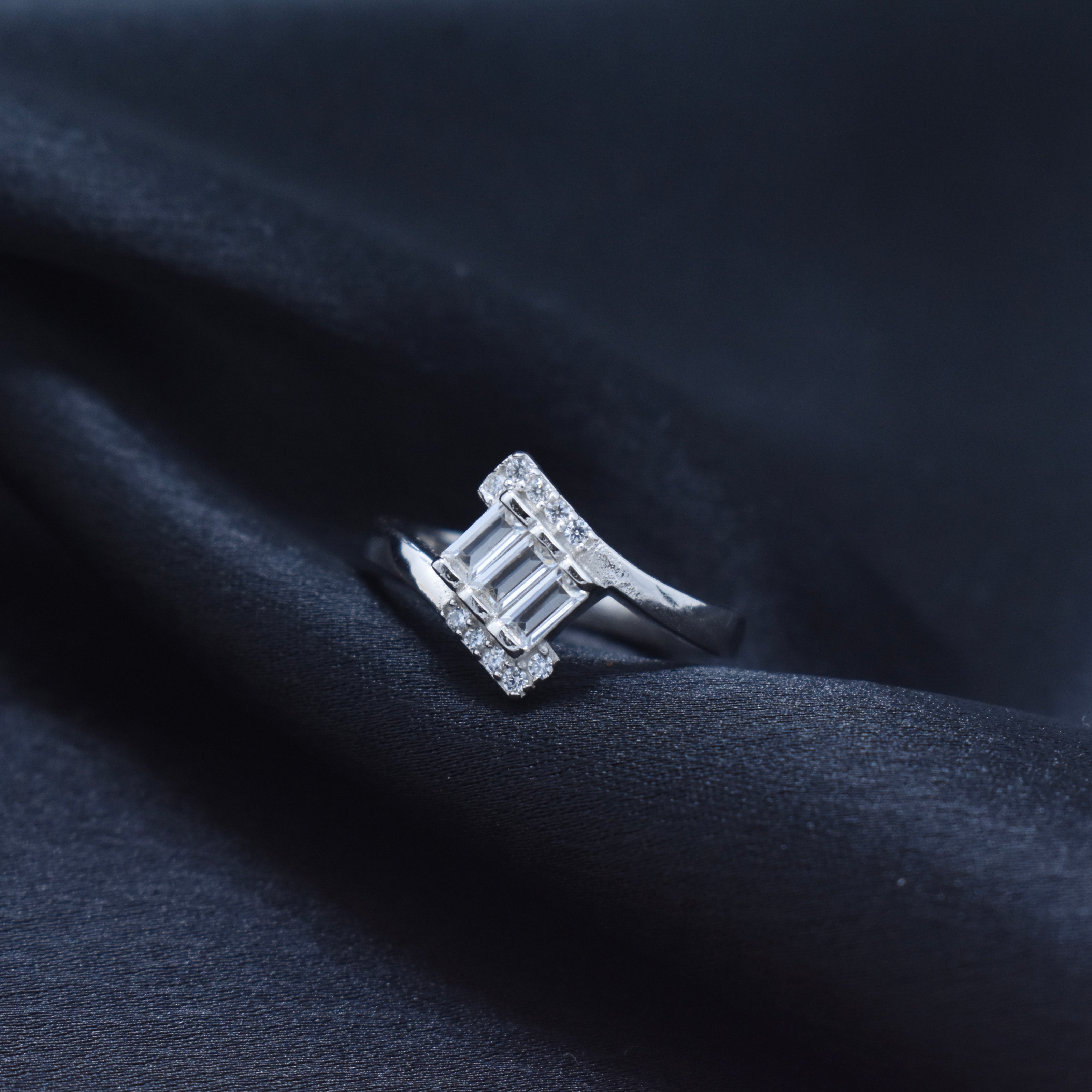 Baguette Diamond Crossover Ring