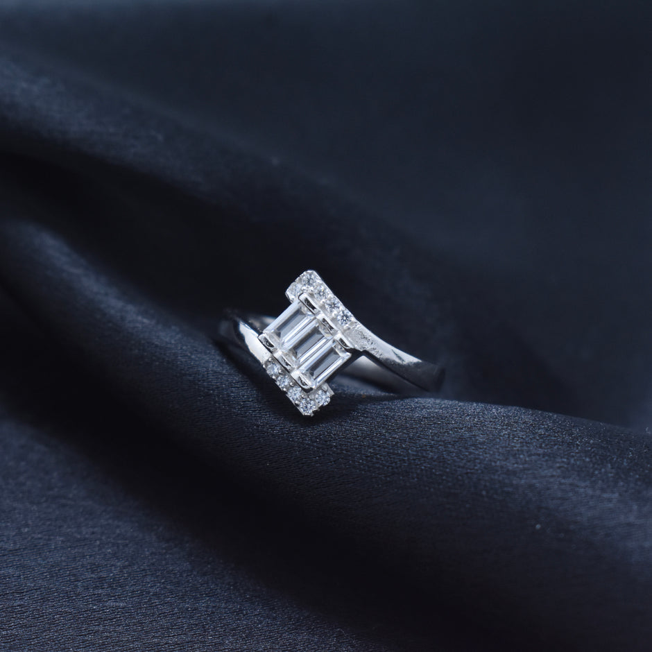 Baguette Diamond Crossover Ring
