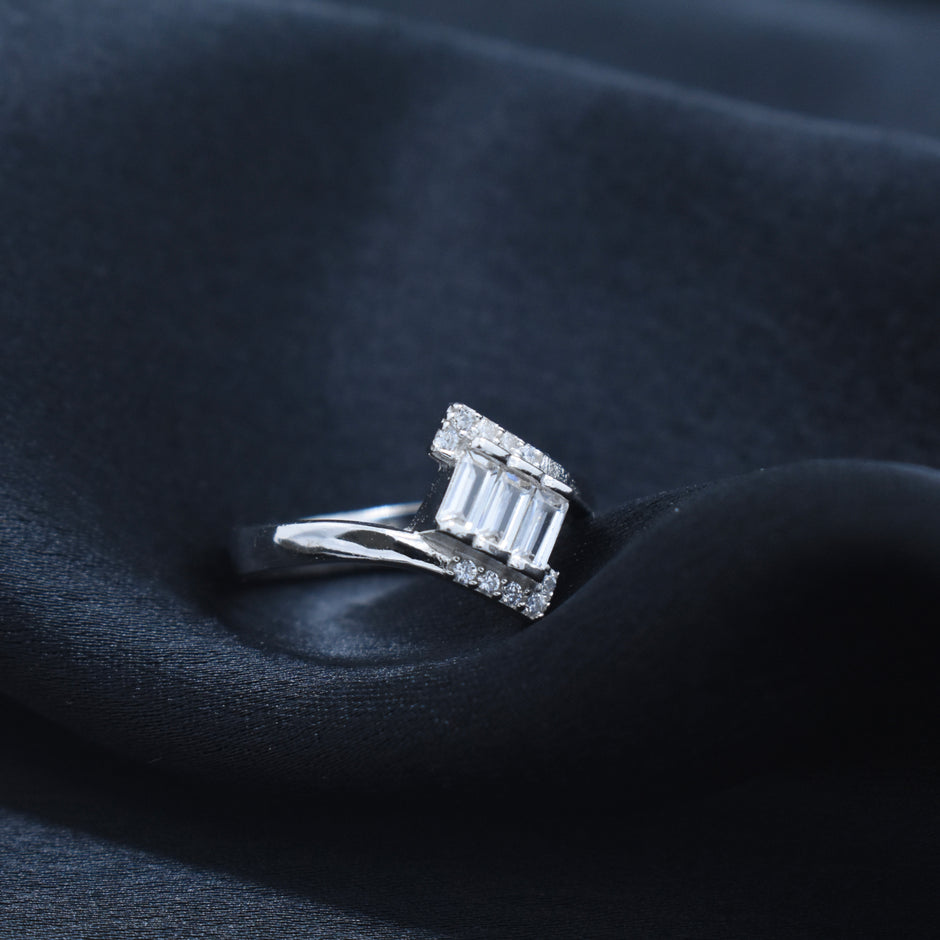 Baguette Diamond Crossover Ring