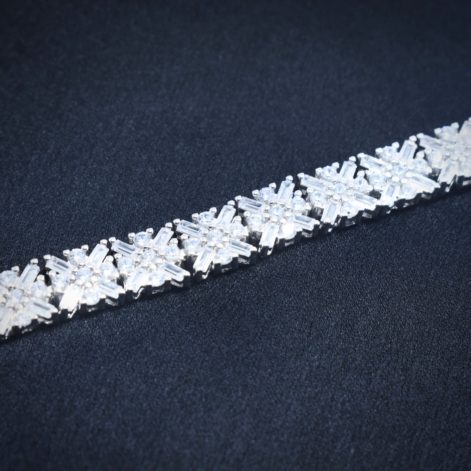 Diamond Row Glam Silver Watch