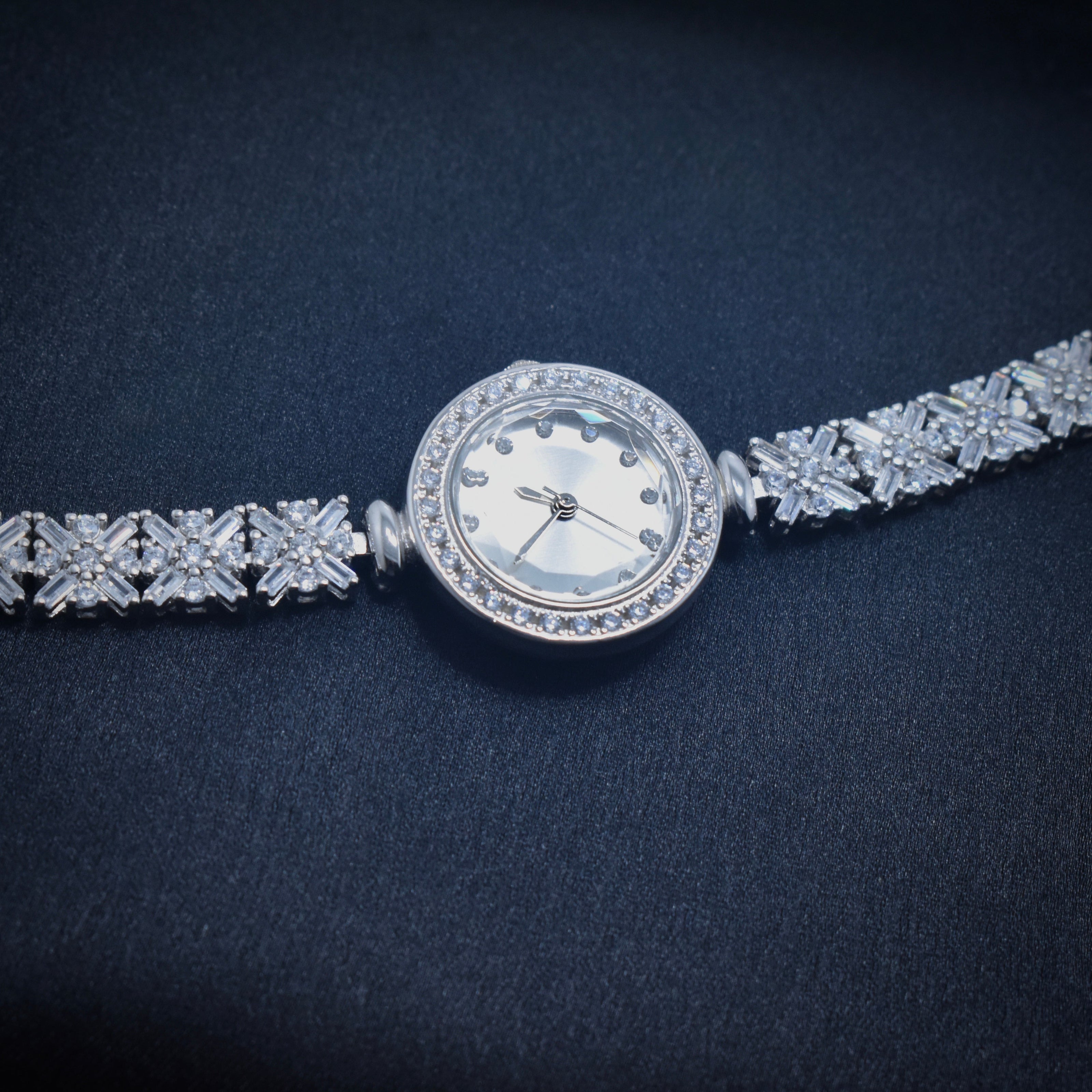Diamond Row Glam Silver Watch