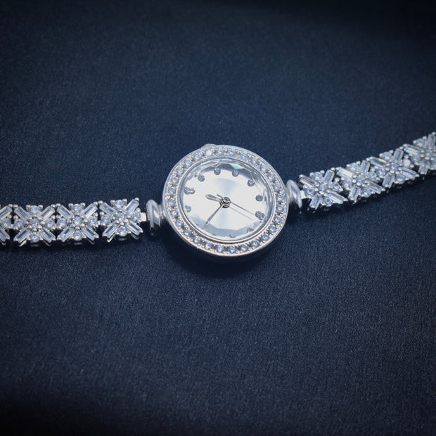 Diamond Row Glam Silver Watch
