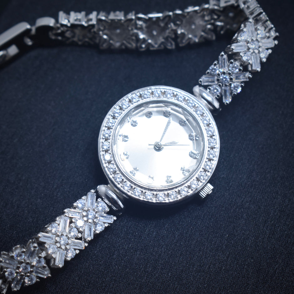 Diamond Row Glam Silver Watch