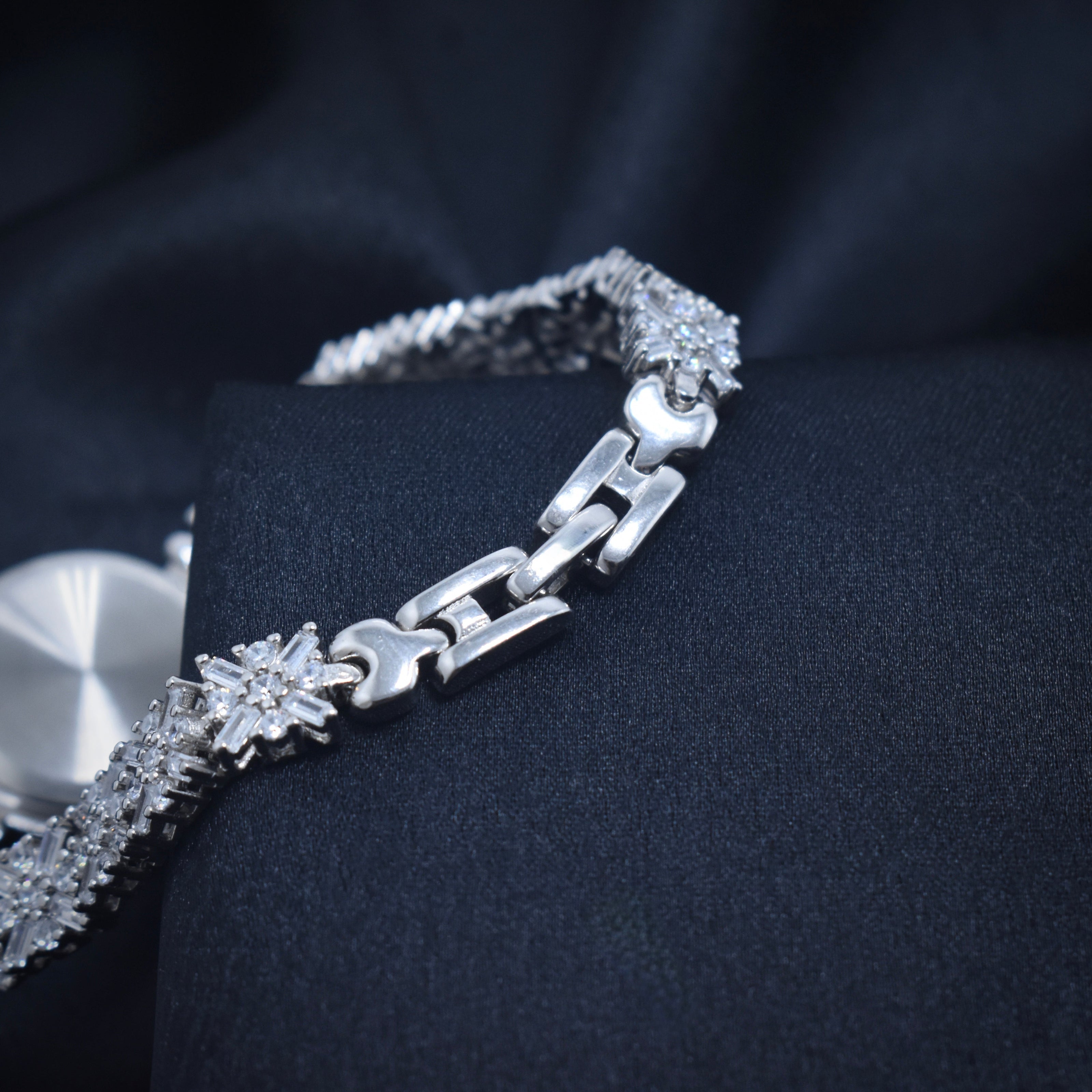 Diamond Row Glam Silver Watch