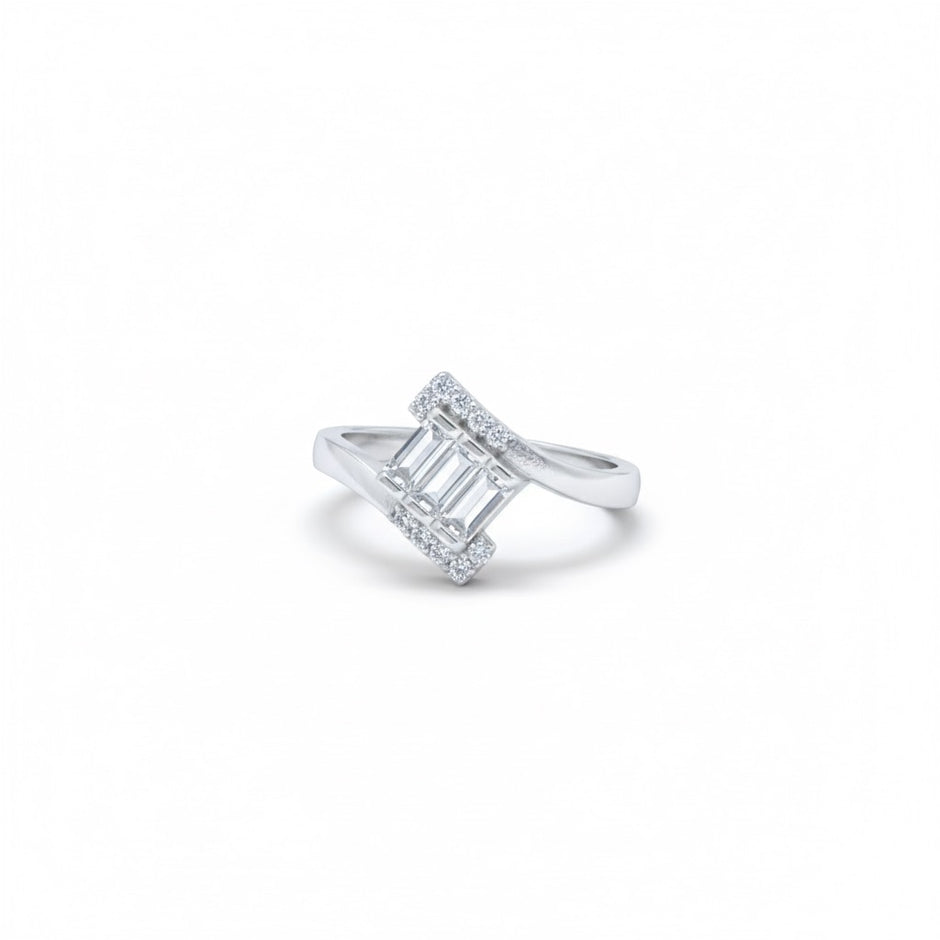 Baguette Diamond Crossover Ring