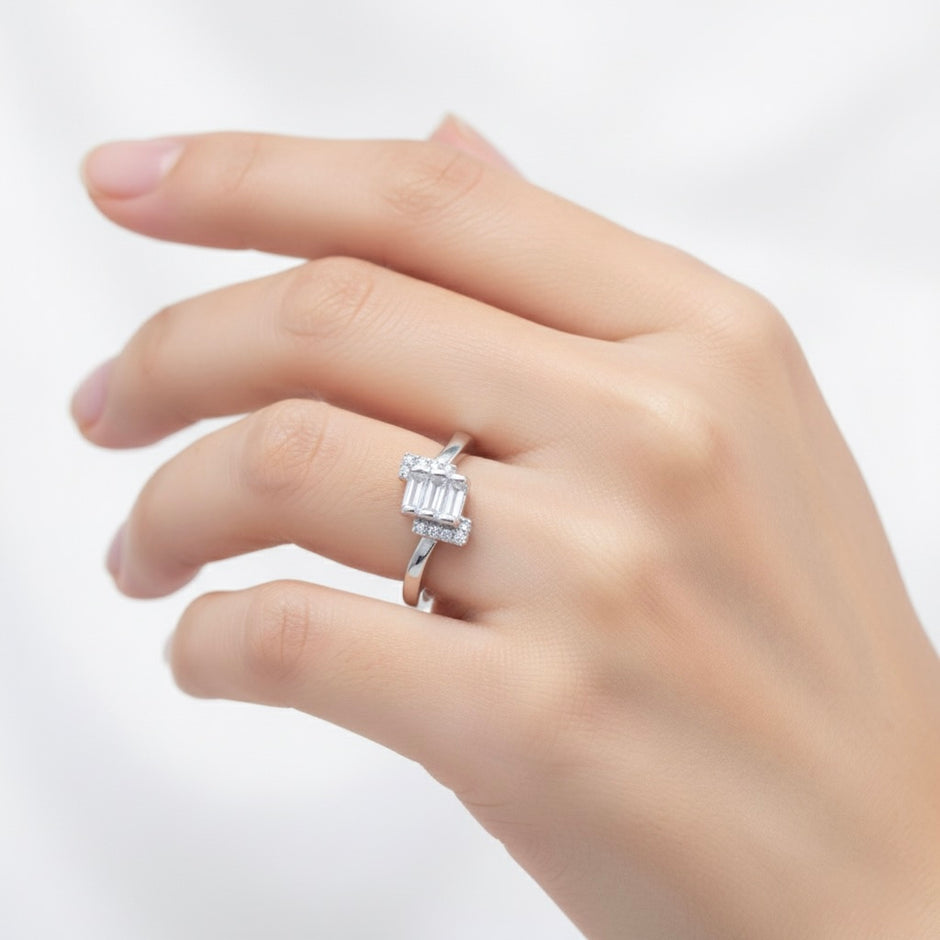 Baguette Diamond Crossover Ring