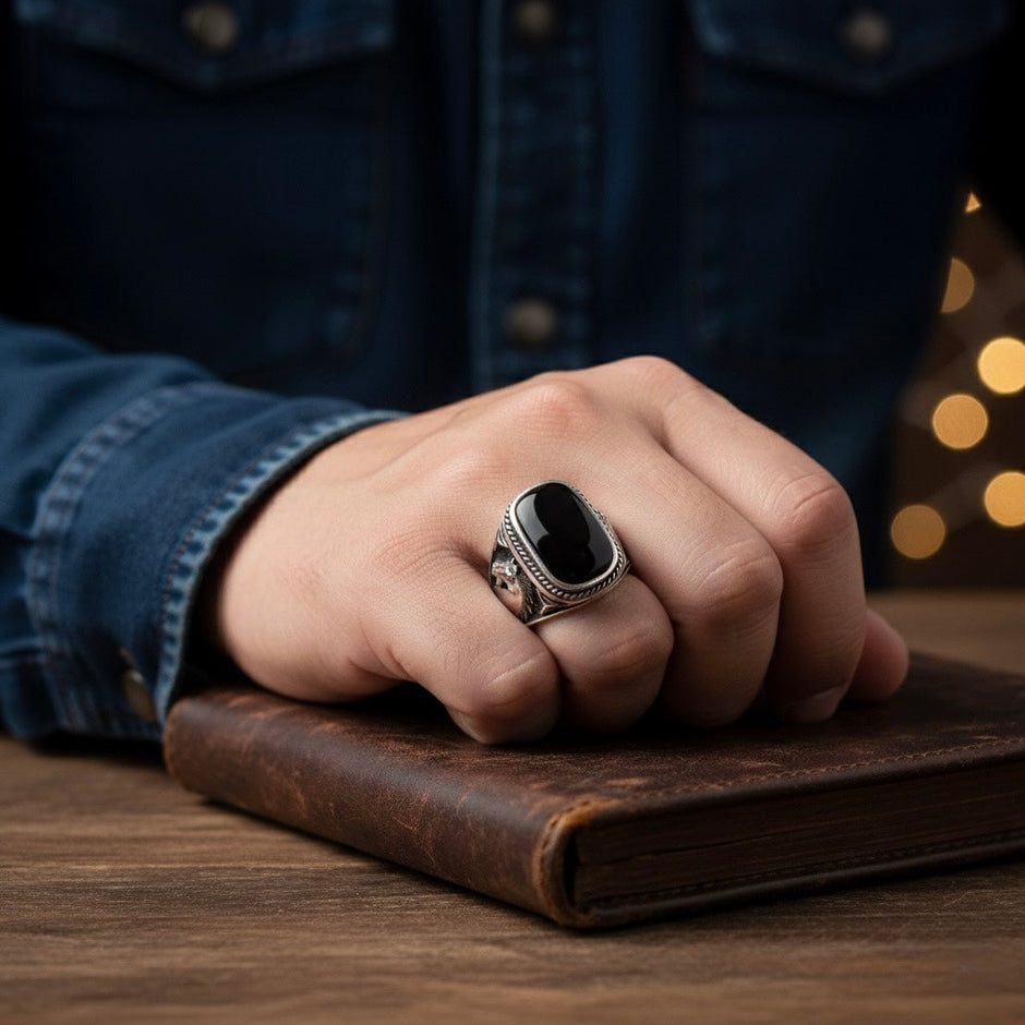 Antique Silver Eagle Crest Ring
