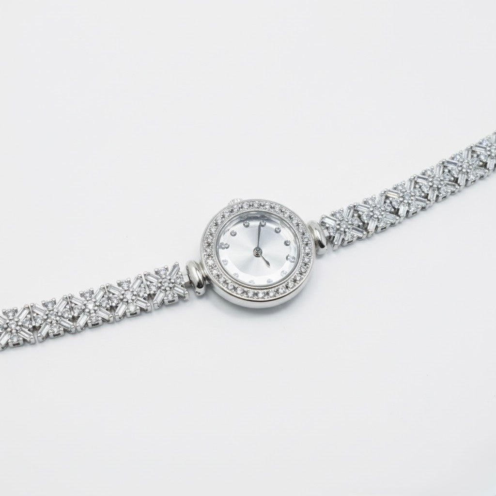 Diamond Row Glam Silver Watch