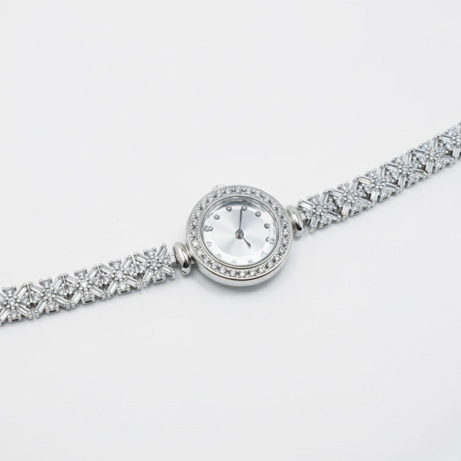 Diamond Row Glam Silver Watch