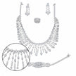 Cascading Drop Necklace Silver Set