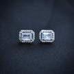 Emerald Cut Solitaire Halo Studs