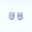 Rectangle Halo Silver Earrings
