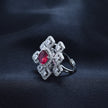 Adjustable Ruby Pink Stone Geometric Cocktail Ring