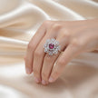 Adjustable Ruby Pink Stone Geometric Cocktail Ring