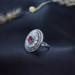 Ruby Halo Cocktail Silver Ring