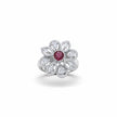 Adjustable Ruby Red Floral Cocktail Ring