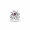 Ruby bloom Statement Cocktail Silver Ring