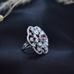 Adjustable Pink Stone Floral Filigree Cocktail Ring