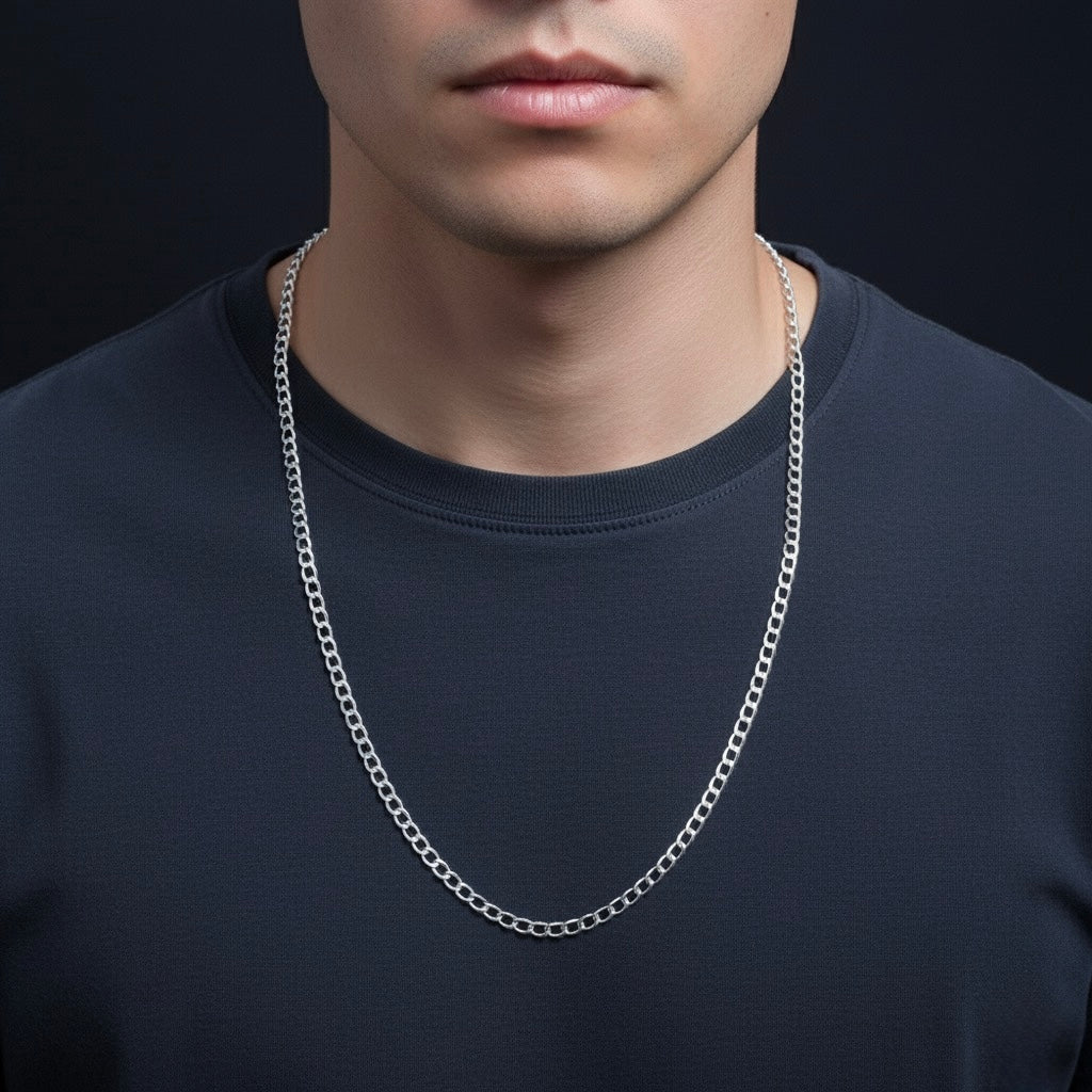 Oval Linked Unisex Silver Chain