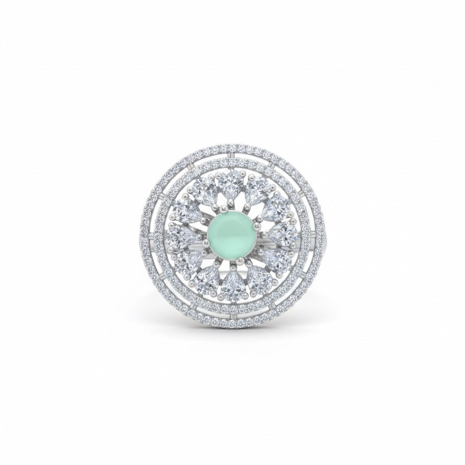 Adjustable Mint Green Stone Round Cocktail Ring
