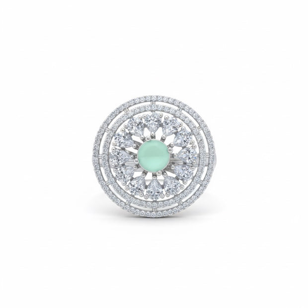 Adjustable Mint Green Stone Round Cocktail Ring