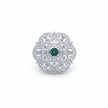 Emerald Halo Cocktail Silver Ring