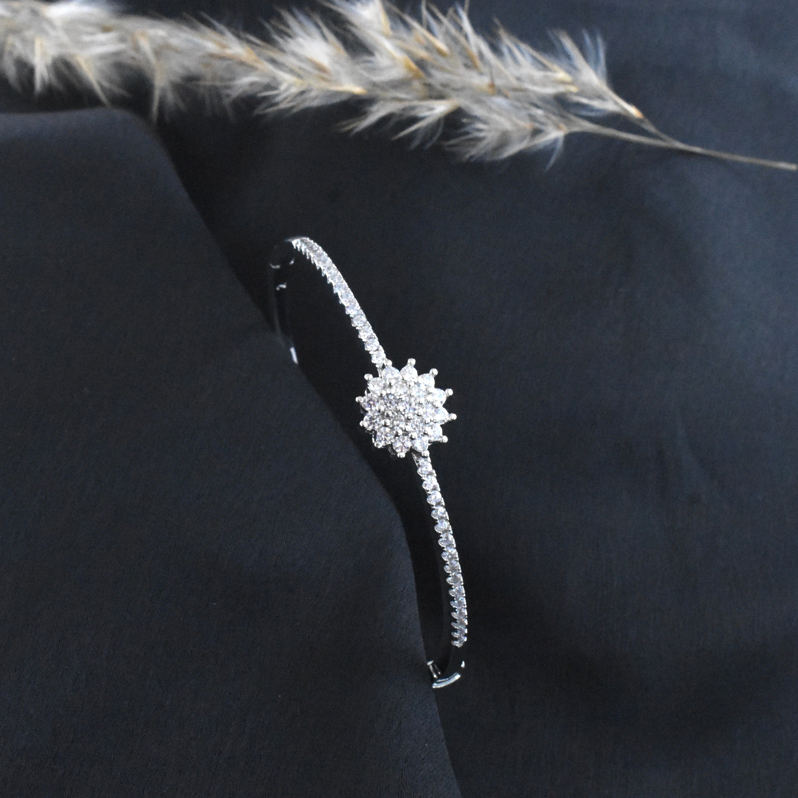 Spiked Floral Silver Bracelet