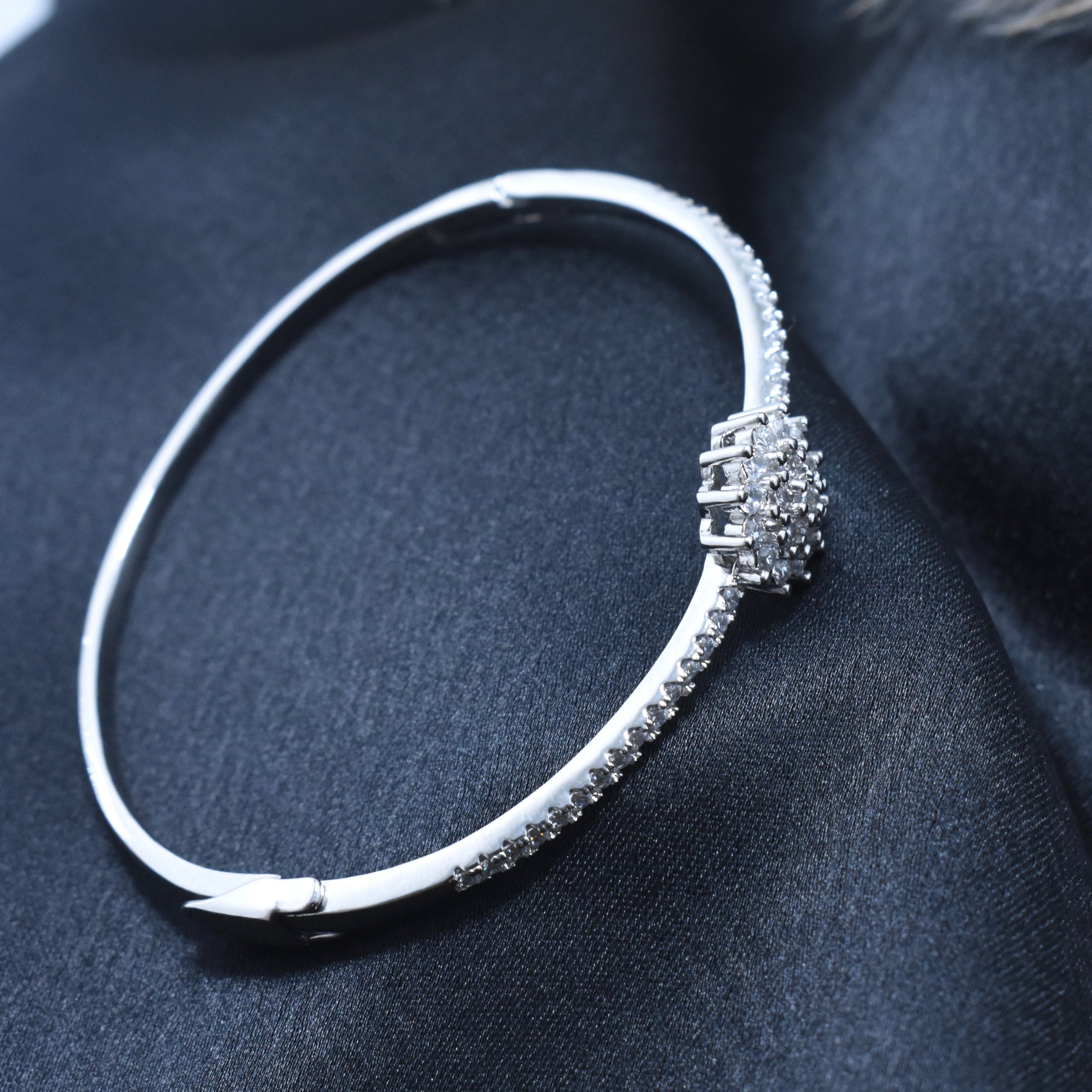 Spiked Floral Silver Bracelet