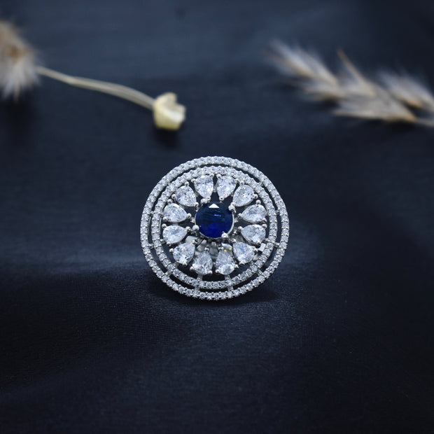 Sapphire Aura Silver Cocktail Ring