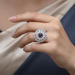 Adjustable Blue Sapphire Stone Round Cocktail Ring