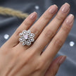 Adjustable Baby Pink Stone Floral Cocktail Ring