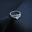 Dainty Double-Band Princess-Cut Silver Ring