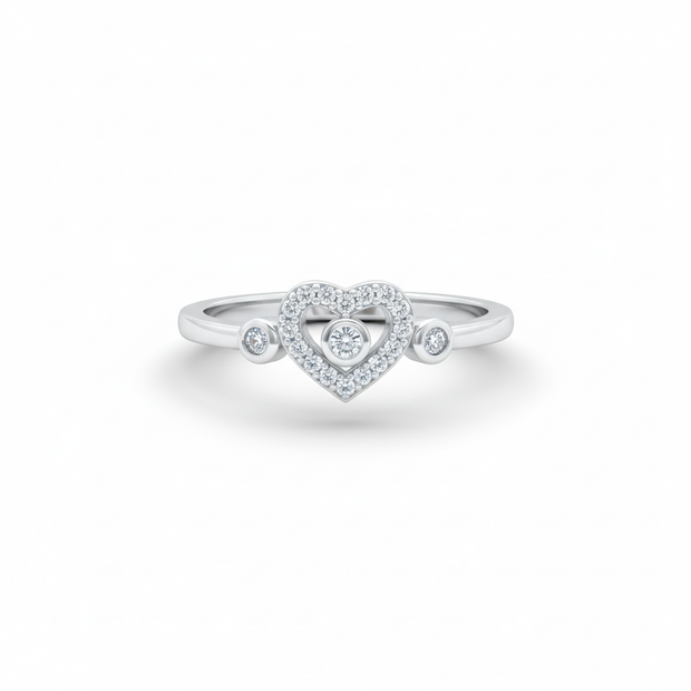 Dainty Pavé Heart Silver Ring