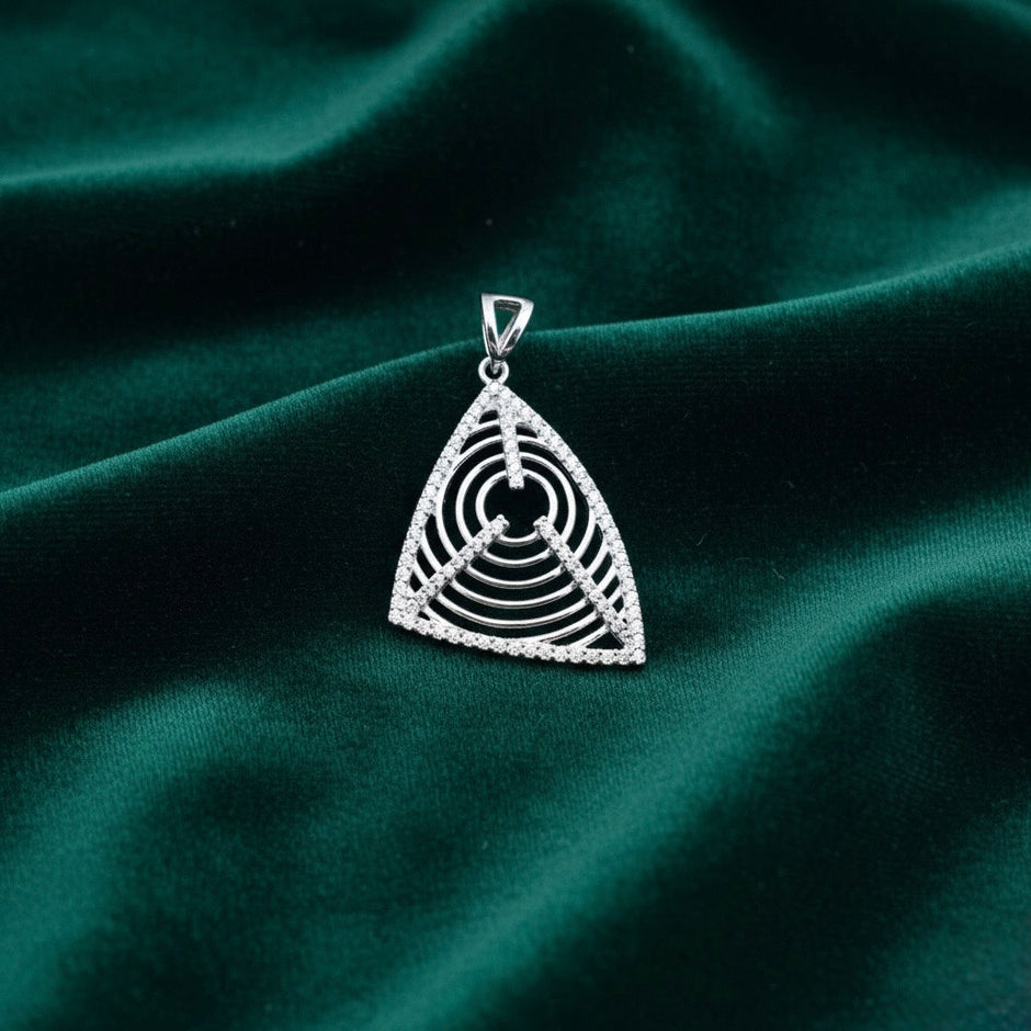 Geometric Spiral Silver Pendant Set