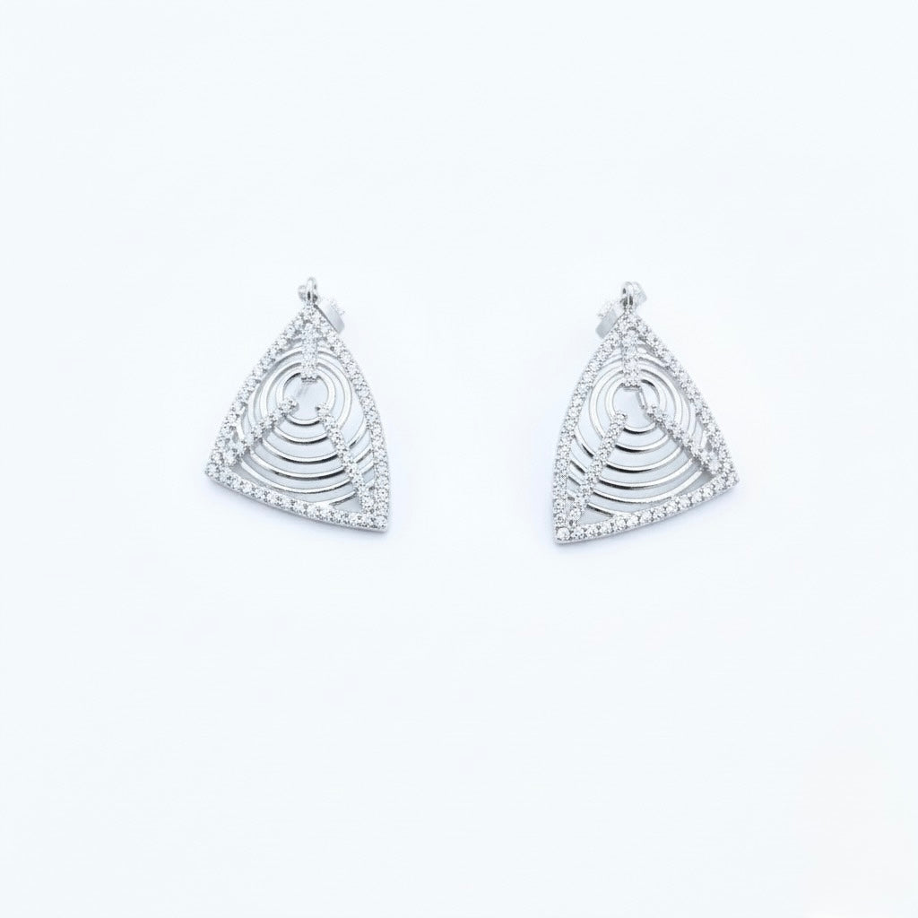 Geometric Spiral Silver Pendant Set
