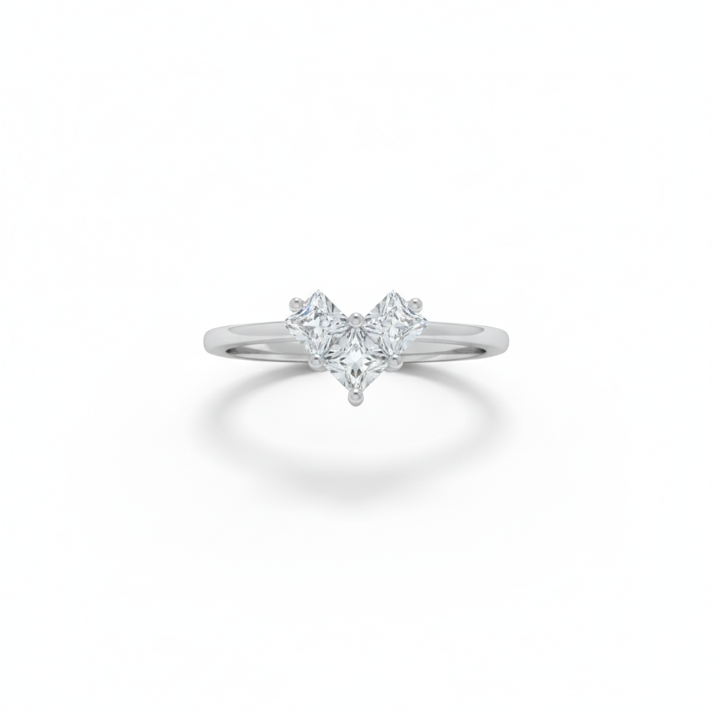 Geometric Heart Statement Ring