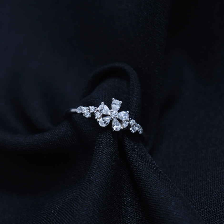 Floral Cluster Sterling Silver Ring
